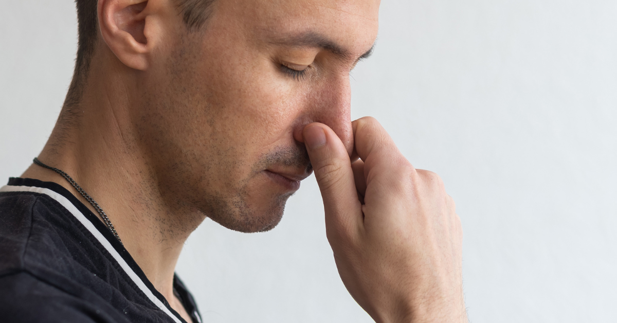 side view man bad odor