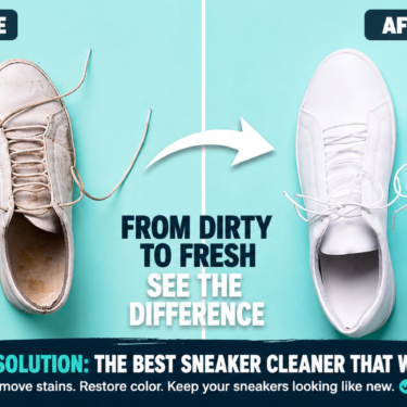 best sneaker cleaner before and after showing dirty sneakers restored to clean white shoes with powerful cleaning solution