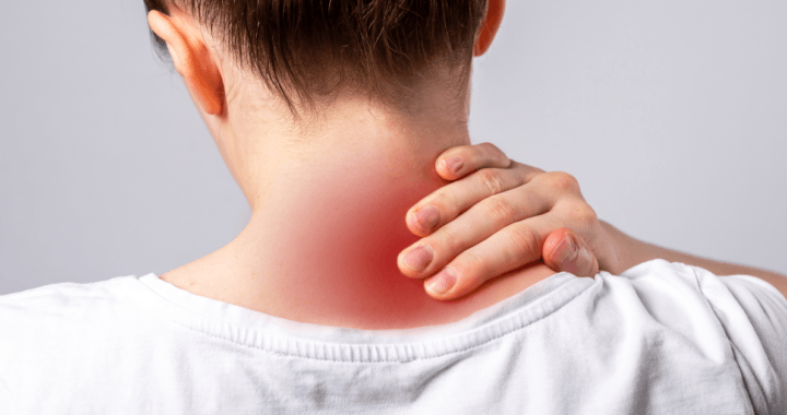 female massaging neck pain