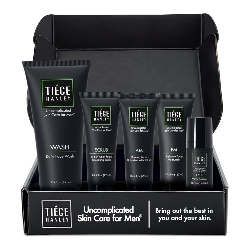 Face Wash Kit for Fines Lines - Men's Skincare Set Includes Face Wash, Facial Scrub, Moisturizer, & Eye Cream