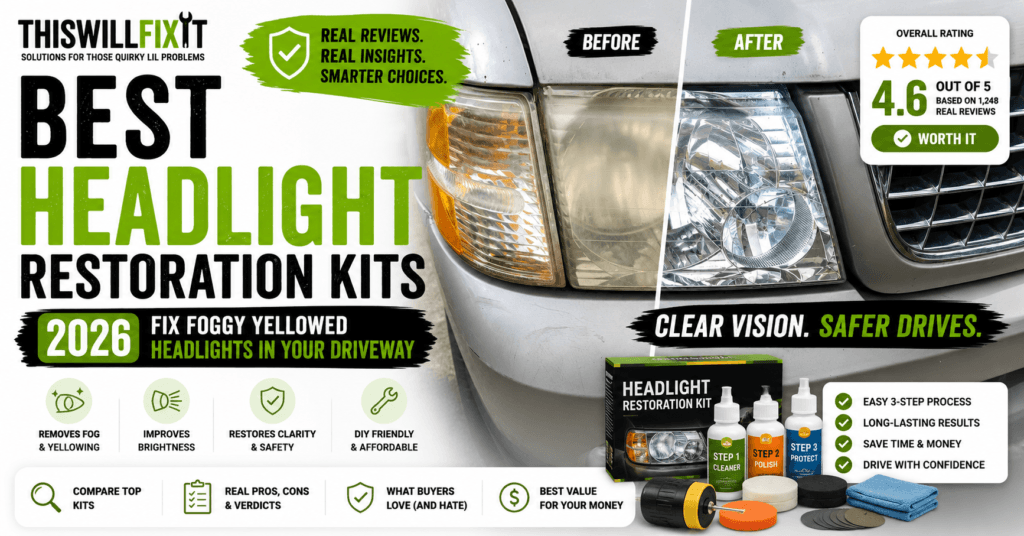 **Alt Tag:**

Best headlight restoration kits for restoring foggy yellowed headlights, featuring before-and-after results that improve headlight clarity, nighttime visibility, and driving safety with an easy DIY restoration kit.
