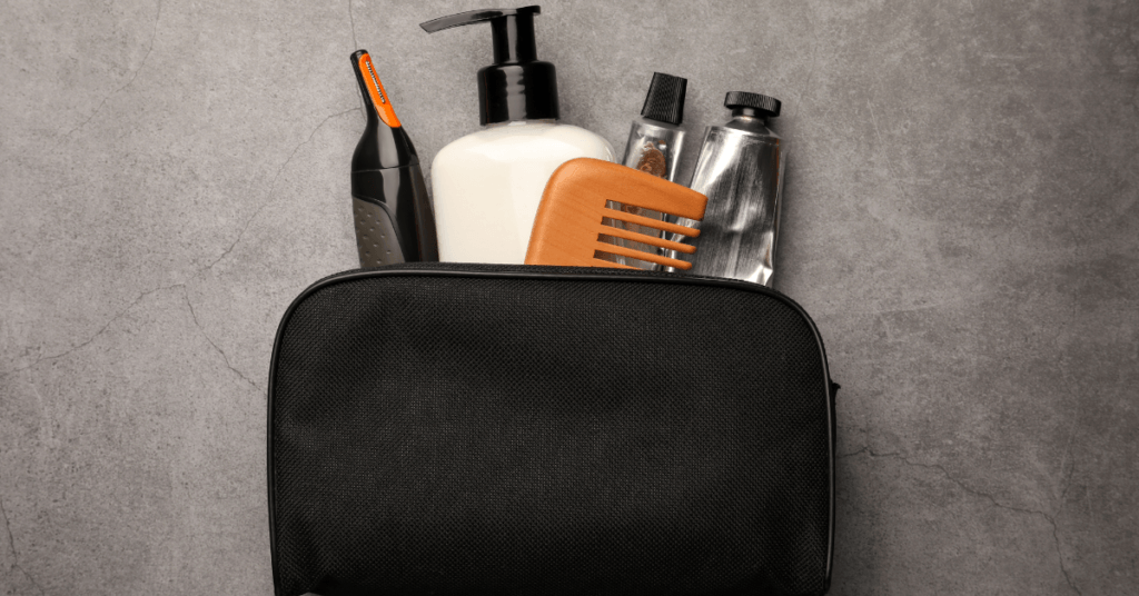 Efficiently organizing their toiletry bag for carry on travel