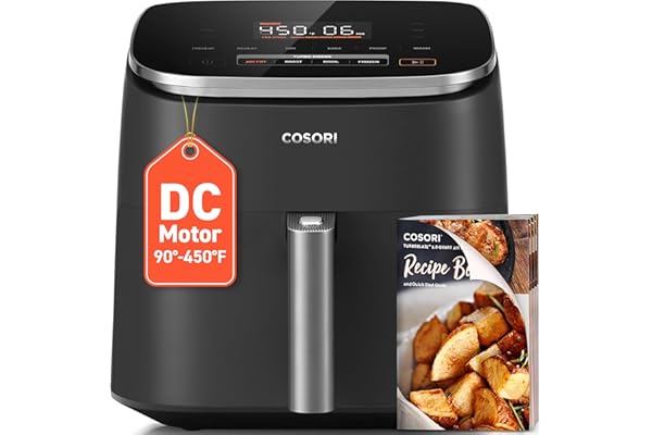 COSORI Air Fryer 9-in-1, Compact & Large 6-Qt, Fast Turbo Modes, 90°–450°F Even Results With Precise Temperature Control, Up 