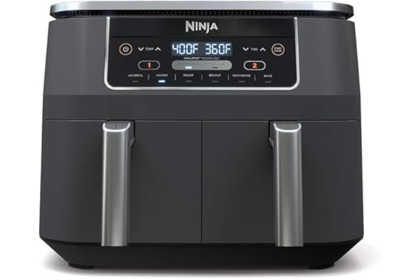 Ninja DZ201 Foodi 8 Quart 6-in-1 DualZone 2-Basket Air Fryer with 2 Independent Frying Baskets, Match Cook & Smart Finish to 