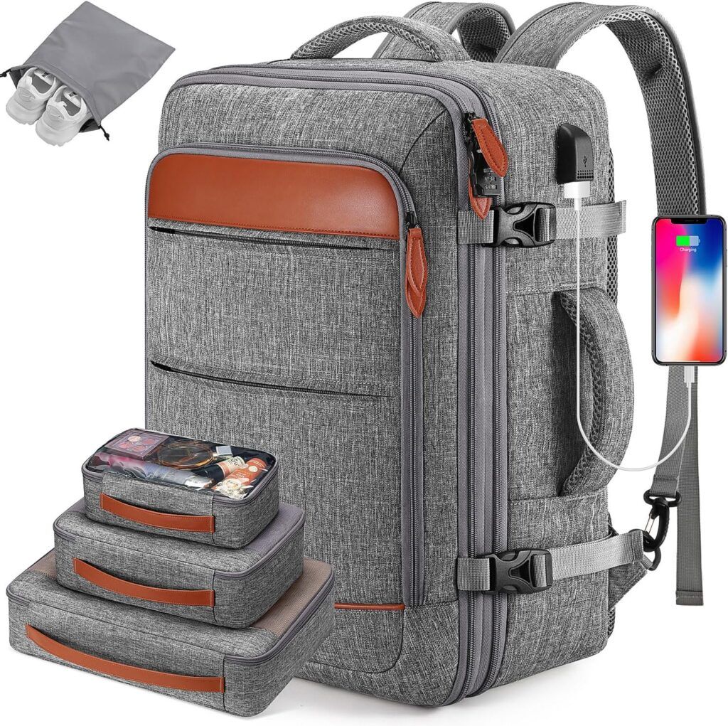 Bagsure Travel Backpack, A versatile and expandable backpack designed for maximum storage and convenience.