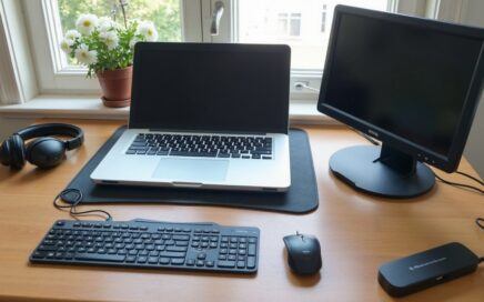 "Best 10 Accessories for Laptops — portable laptop stand, wireless mouse, external monitor, USB-C hub, noise-cancelling headphones for mobile productivity" Canva AI Prompt: