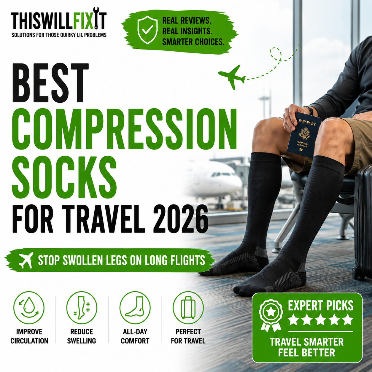 Best compression socks for travel 2026 — stop swollen legs on long flights